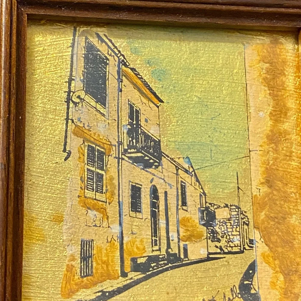 Mini Picture Hand Painted 23 K Gold Leaf Signed Italian Florentine Wall Gallery